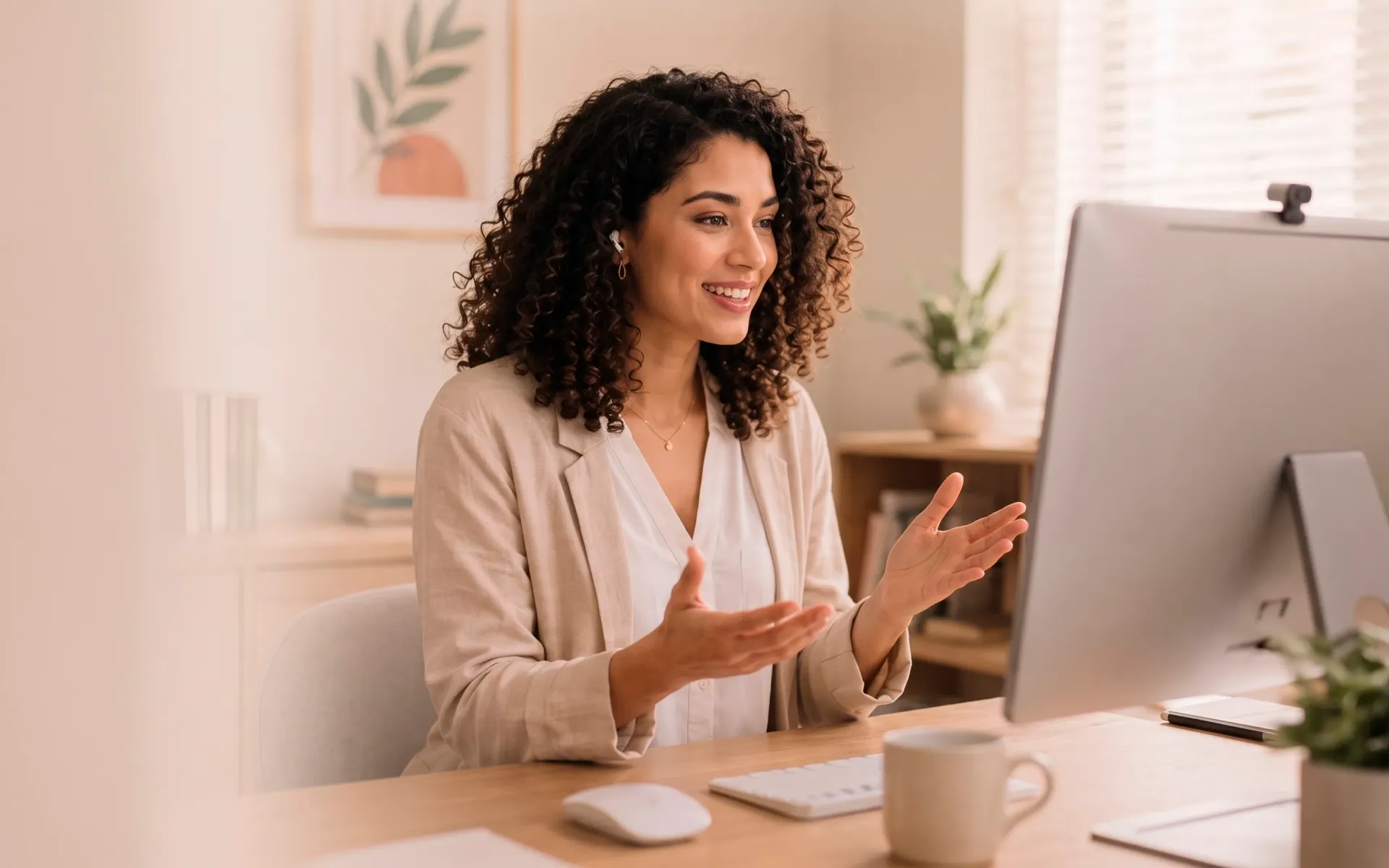 Ambiente acolhedor de uma sessão de psicoterapia online — Serium